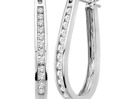 1 2 Ctw Channel Set Round Cut Diamond Hoop Earrings in 10K White Gold Online Sale