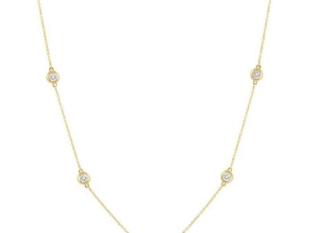 1 10 Ctw Round Cut Diamond Station Necklace in 10K Yellow Gold Sale