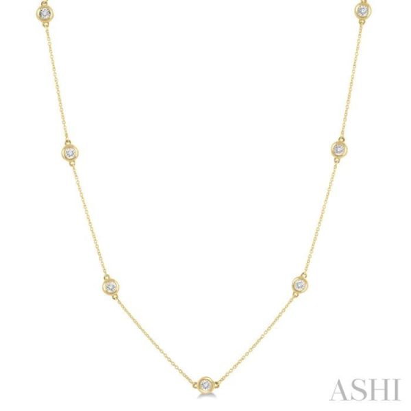 1 10 Ctw Round Cut Diamond Station Necklace in 10K Yellow Gold Sale