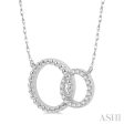 1 10 Ctw Interlocking Twin Circles Round Cut Diamond Necklace in 10K White Gold For Sale