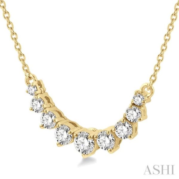 1 2 Ctw Graduated Diamond Smile Necklace in 14K Yellow Gold Online