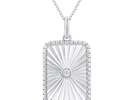 1 20 ctw Rectangle Medallion Round Cut Diamond Pendant With Chain in Sterling Silver Hot on Sale