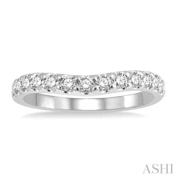 1 2 Ctw Arched Center Round Cut Diamond Wedding Band in 14K White Gold Online Hot Sale