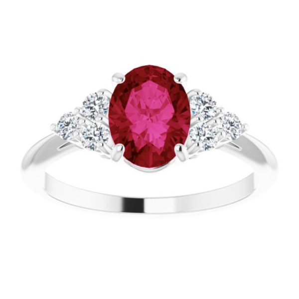 Sterling Silver Lab-Grown Ruby & 1 4 CTW Natural Diamond Ring For Discount