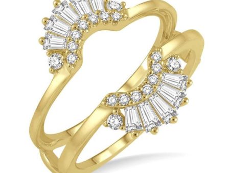 1 2 ctw Baguette and Round Cut Diamond Tiara Insert Ring in 14K Yellow Gold Supply