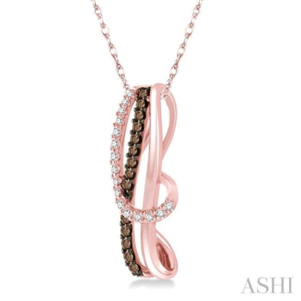 1 4 Ctw Curvy Entwined White & Brown Round Cut Diamond Pendant With Link Chain in 10K Rose Gold Supply