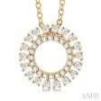 1 4 ctw Circle Round Cut Diamond Fashion Pendant With Chain in 10K Yellow Gold For Sale