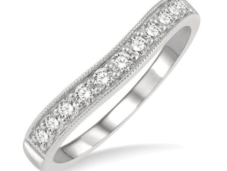 1 3 Ctw Arched Round Cut Diamond Wedding Band in 14K White Gold Cheap