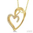 1 10 Ctw Round Cut Diamond Heart Shape Pendant in 14K Yellow Gold with Chain Supply