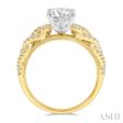 1 3 ctw Lattice Round Cut Diamond Semi-Mount Engagement Ring in 14K Yellow and White Gold For Cheap