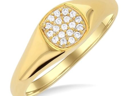 1 10 Ctw Cushion Signet Round Cut Diamond Stackable Ring in 10K Yellow Gold Online Hot Sale