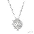 1 3 Ctw Floral Lattice Round Cut Diamond Pendant With Chain in 14K White Gold Discount