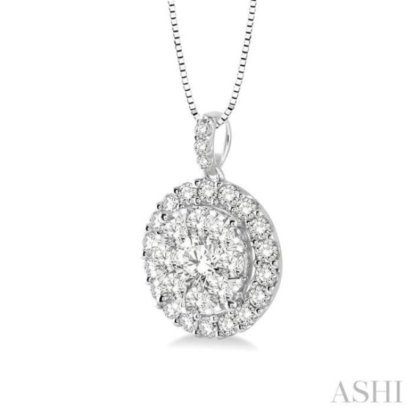 1 2 Ctw Round Cut Diamond Lovebright Pendant in 14K White Gold with Chain Supply