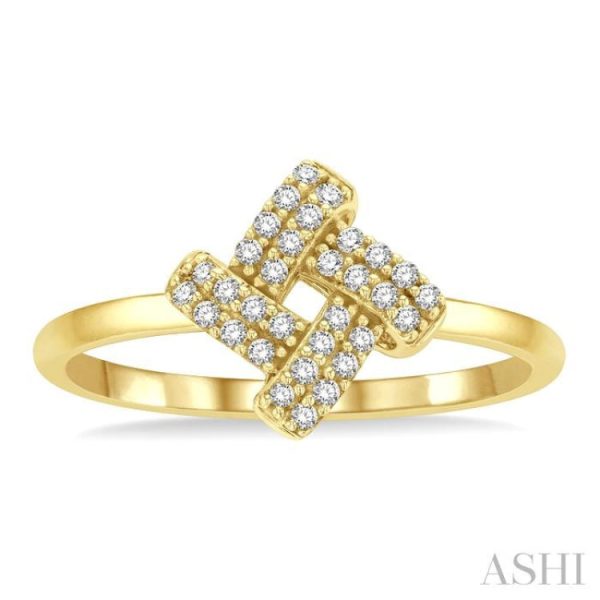 1 10 ctw Petite Interwoven Round Cut Diamond Fashion Ring in 10K Yellow Gold Online Hot Sale