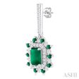 1 3 ctw 5x3 MM & 1.45 MM Emerald and Round Cut Diamond Precious Earring in 14K White Gold Discount