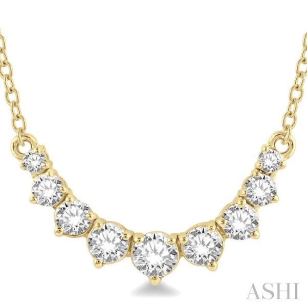 1 2 Ctw Graduated Diamond Smile Necklace in 14K Yellow Gold Online