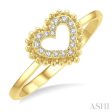 1 10 ctw Petite Heart Round Cut Diamond Stackable Fashion Ring in 10K Yellow Gold Fashion