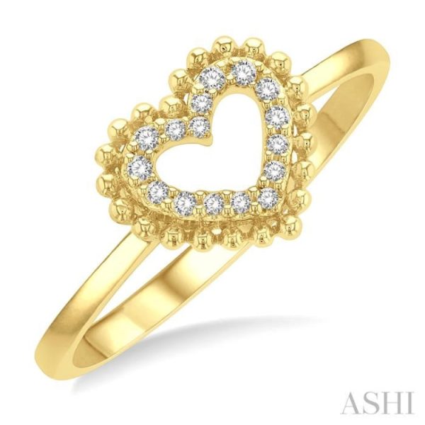 1 10 ctw Petite Heart Round Cut Diamond Stackable Fashion Ring in 10K Yellow Gold Fashion