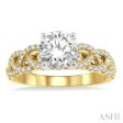 1 3 ctw Lattice Round Cut Diamond Semi-Mount Engagement Ring in 14K Yellow and White Gold For Cheap