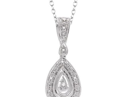 1 20 Ctw Pear Shape Single Cut Diamond Pendant in Sterling Silver with Chain on Sale