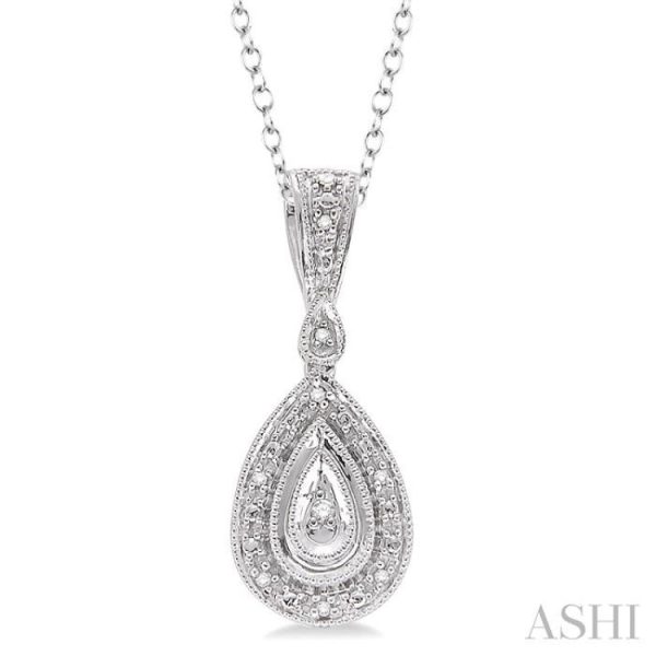 1 20 Ctw Pear Shape Single Cut Diamond Pendant in Sterling Silver with Chain on Sale