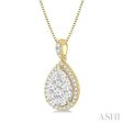 1 2 Ctw Pear Shape Diamond Lovebright Pendant in 14K Yellow and White Gold with Chain Cheap