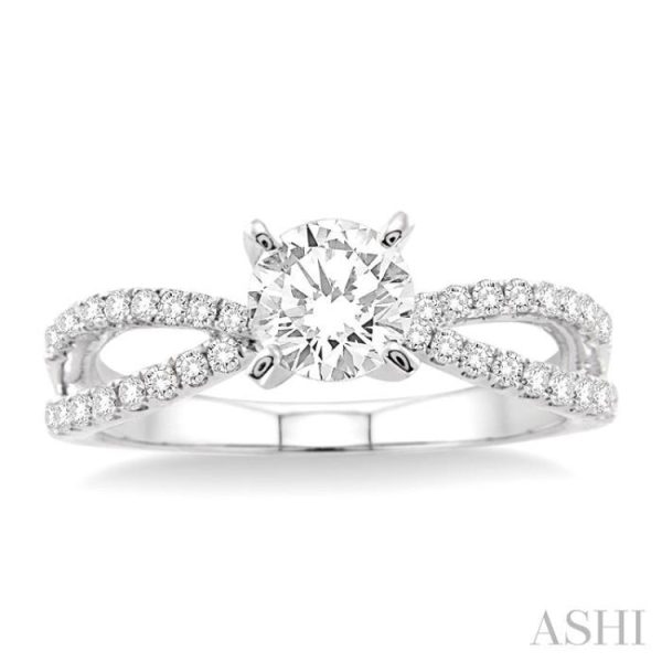 1 3 Ctw Diamond Semi-Mount Engagement Ring in 14K White Gold Hot on Sale