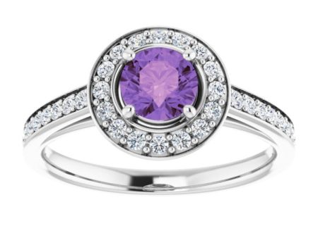 Sterling Silver Natural Amethyst & 1 3 CTW Natural Diamond Ring on Sale