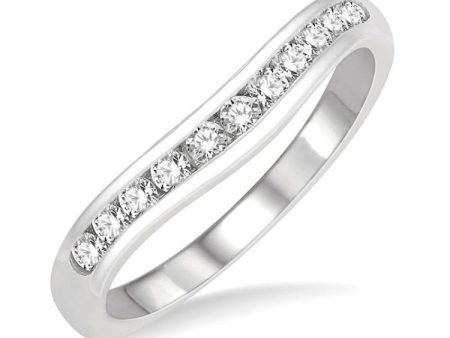 1 3 Ctw Round Cut Diamond Inlay Wedding Band in 14K White Gold Fashion