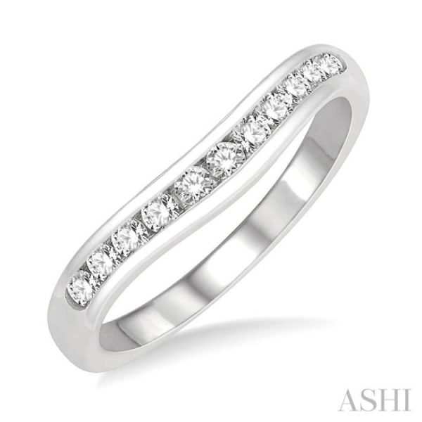 1 3 Ctw Round Cut Diamond Inlay Wedding Band in 14K White Gold Fashion