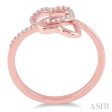 1 10 Ctw Round Cut Diamond Twins Heart Shape Ring in 10K Rose Gold on Sale