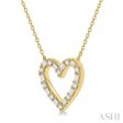 1 2 Ctw Heart Charm Baguette and Round Cut Diamond Necklace in 14K Yellow Gold Online Sale