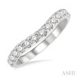 1 2 Ctw Arched Center Round Cut Diamond Wedding Band in 14K White Gold Online Hot Sale