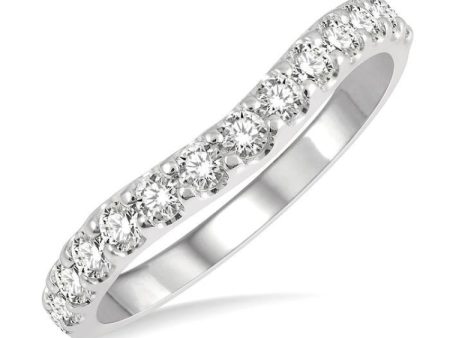 1 2 Ctw Arched Center Round Cut Diamond Wedding Band in 14K White Gold Online Hot Sale