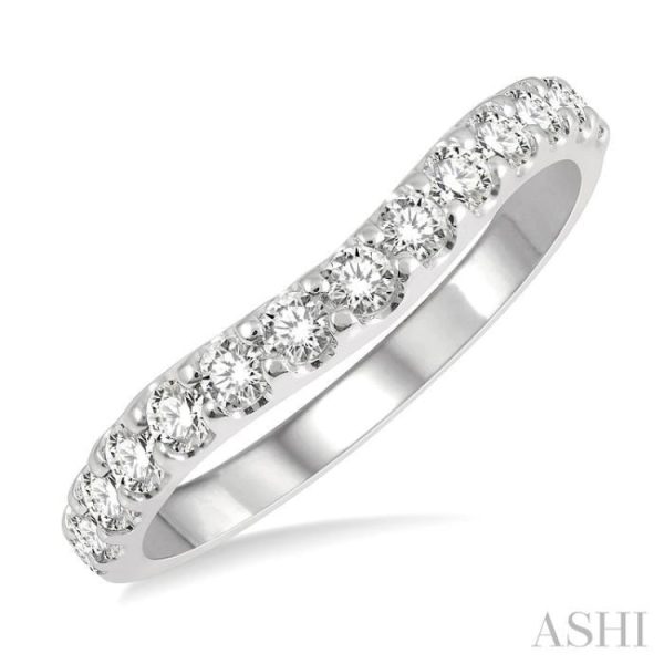 1 2 Ctw Arched Center Round Cut Diamond Wedding Band in 14K White Gold Online Hot Sale