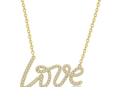 1 4 Ctw Love Round Cut Diamond Necklace in 14K Yellow Gold Cheap