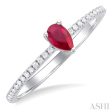 1 10 ctw Petite 5x3 MM Pear Cut Ruby and Round Cut Diamond Precious Fashion Ring in 10K White Gold Hot on Sale