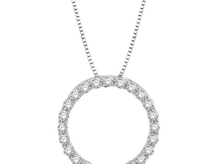 1 2 Ctw Circle of Love Round Cut Diamond Pendant With Chain in 14K White Gold For Sale