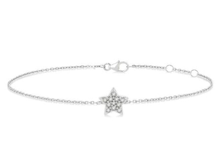 1 10 ctw Petite Star Round Cut Diamond Fashion Bracelet in 10K White Gold Online Hot Sale