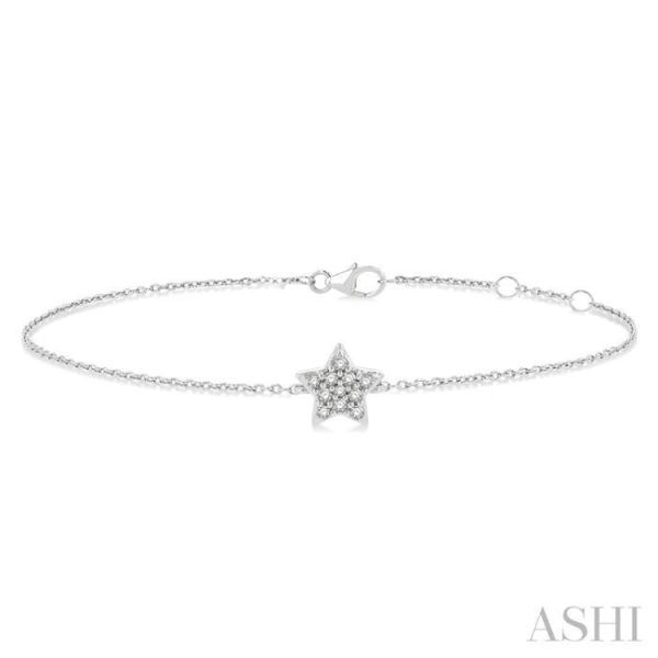 1 10 ctw Petite Star Round Cut Diamond Fashion Bracelet in 10K White Gold Online Hot Sale