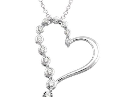 1 10 Ctw Round Cut Diamond Heart Pendant in Sterling Silver with Chain Sale