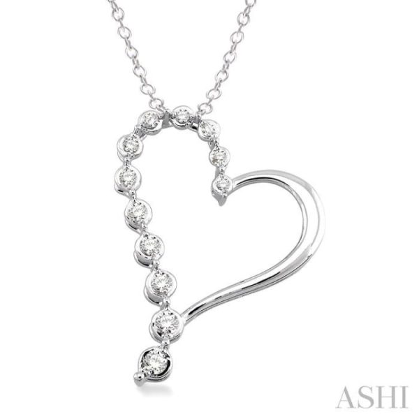 1 10 Ctw Round Cut Diamond Heart Pendant in Sterling Silver with Chain Sale