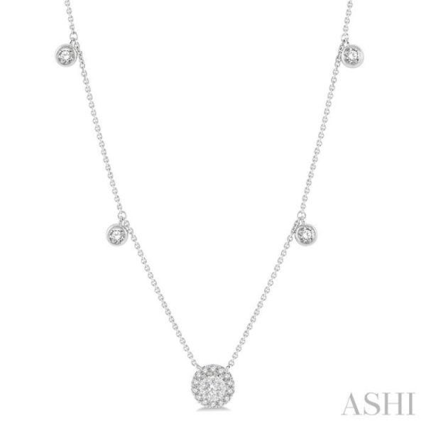 1 3 ctw Circular Lovebright Round Cut Diamond Necklace in 14K White Gold Cheap