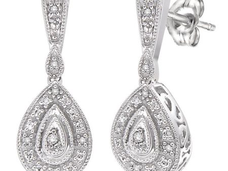 1 20 Ctw Pear Shape Single Cut Diamond Earrings in Sterling Silver Fashion