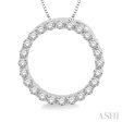 1 4 Ctw Circle of Love Round Cut Diamond Pendant With Chain in 14K White Gold Cheap