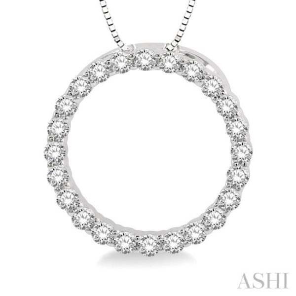 1 4 Ctw Circle of Love Round Cut Diamond Pendant With Chain in 14K White Gold Cheap