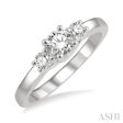 1 2 Ctw Round Cut Diamond Three-Stone Ring in 14K White Gold Online