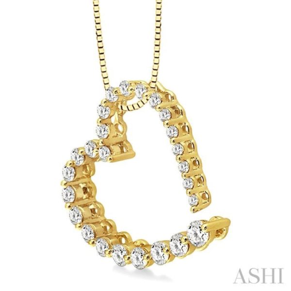 1 2 Ctw Diamond Journey Heart Pendant in 14K Yellow Gold with chain For Cheap