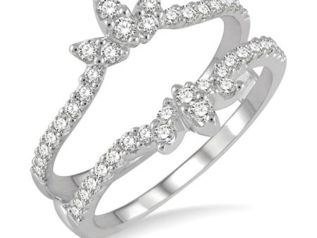 1 2 ctw Lotus Center Round Cut Diamond Insert Ring in 14K White Gold For Sale