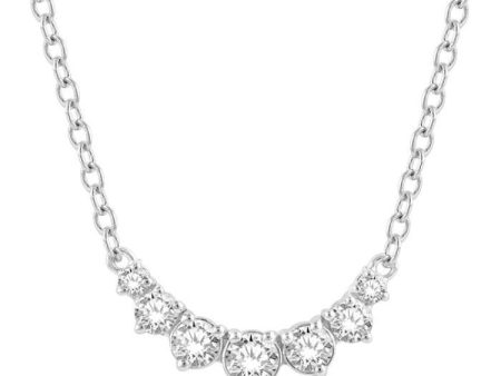 1 4 Ctw Graduated Diamond Smile Necklace in 14K White Gold Online Hot Sale